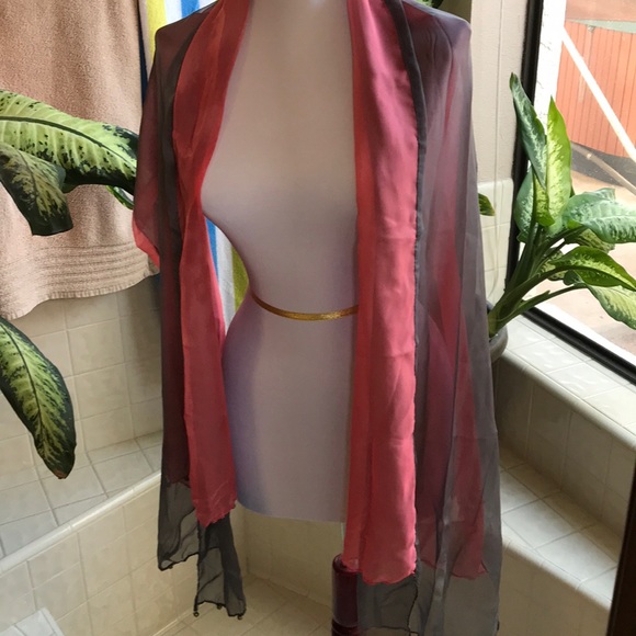 Gray and peach wrap or scarf